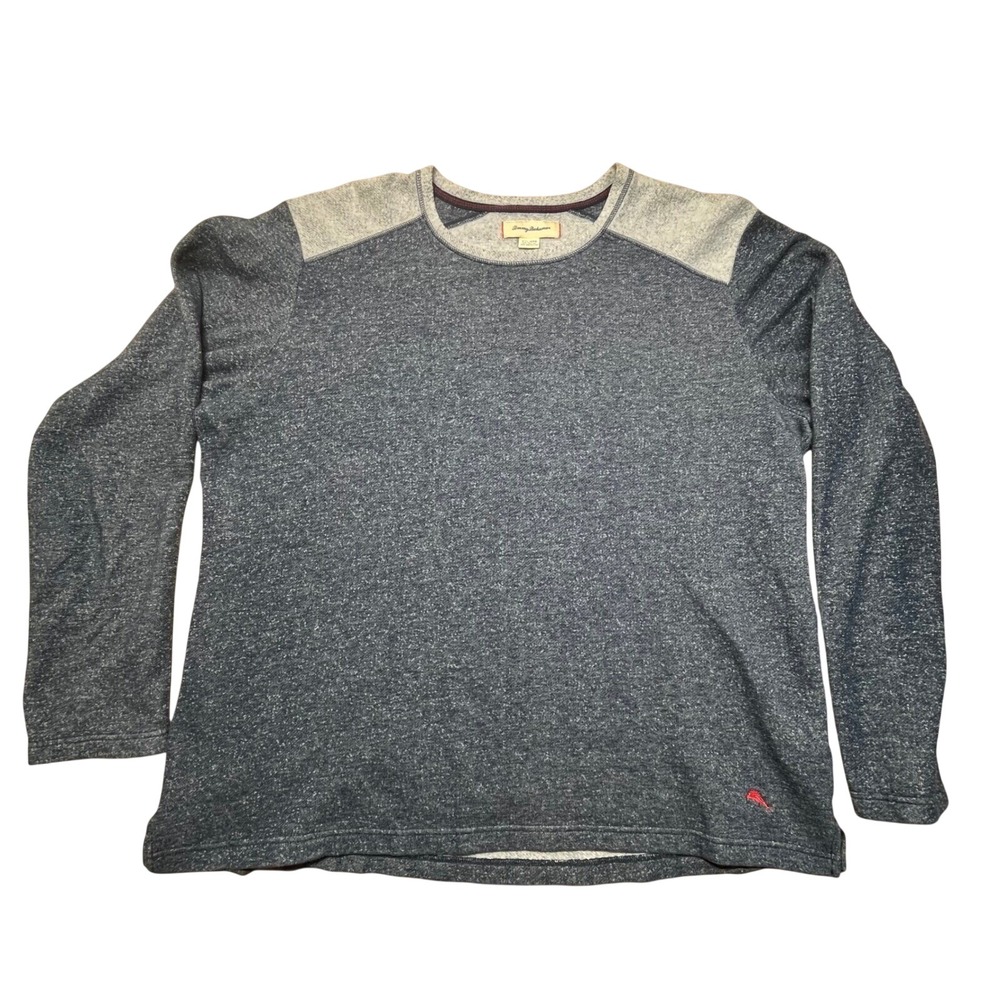 Tommy‎ Bahama Mens XXL Crew Neck Sweatshirt Heather Blue Gray Cotton Blend